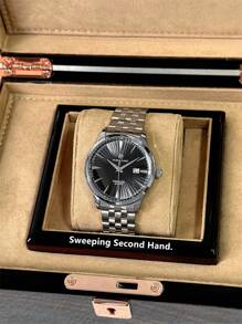 Pablo Raez 1 件银色男士手表高级商务男士腕表 SUS304 不锈钢 IPS 表壳奢华纯不锈钢时尚金属质感表盘设计带日期 50 米防水顶级全新扫针男士石英腕表运动休闲时钟送给朋友或家人的精美礼物适合日常生活/工作/派对装饰正装手表 - 均碼 - 查看 5