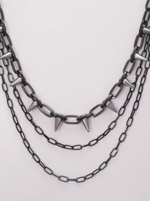 1pc Fashion Spiked Punk Metal Three-Layer Chain Belt, Unisex Punk Hip Hop Street Wear Decor, Fits Jeans, Suitable For All Seasons