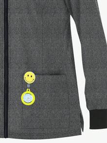 cimmuovere Chaqueta de pijama de mujer de manga larga con cierre de cremallera frontal ajustada y bolsillos - Gris - Ver 6