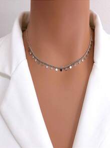 Choker Necklace And Star Bracelet Kit With 925 Silver Links Durability Up To 3 Months - 銀色 - 查看 3