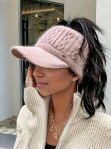 Women's Knit Beanie Hat With Lining, Non-Stretch Acrylic, Flat Top, Breathable Beret, Foldable Design For All Seasons, Striped, Inelastic, Holiday Theme - Multicolor-e - View 6