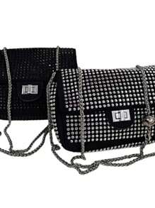 Women's Glitter Crossbody Bag Chain Party Club Bag - Bạc - Xem 2