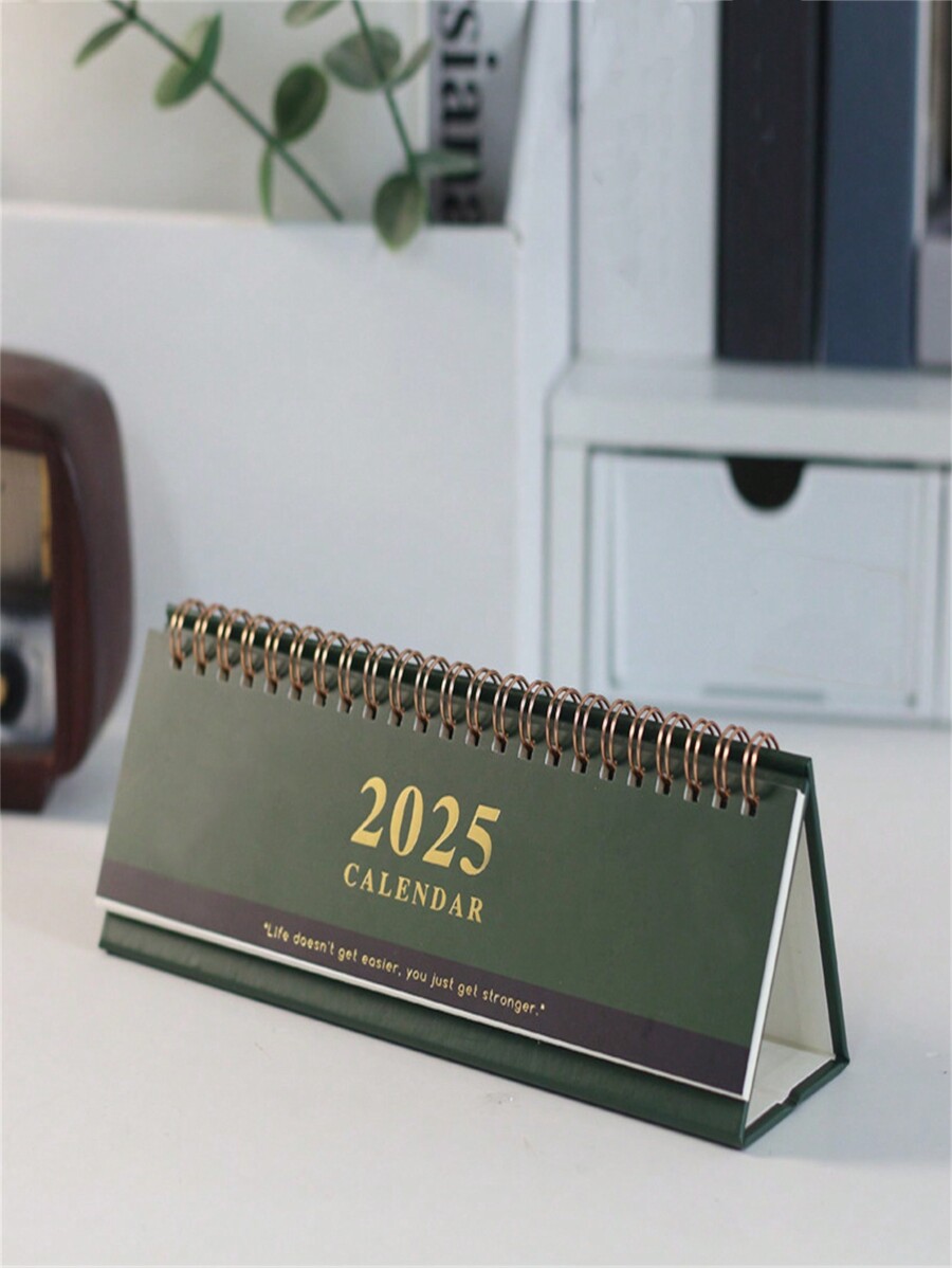 1pc 2024.72025.12 Bronzing Long Calendar Planner Simplicity Desk