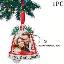 定制个性化照片圣诞铃铛装饰，DIY 热压个性化照片吊坠适合圣诞树装饰，送给家人朋友父亲母亲的理想礼物，万圣节，万圣节装饰 - 彩色 - 查看 8