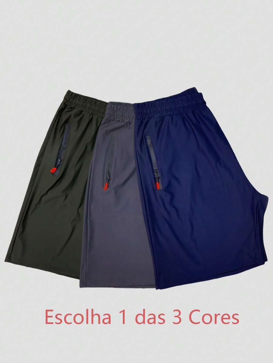 Plus Size Bermuda Men's Elastane Sports Men's Imported Quick-Drying Fabric With Zipper And Drawstring Waist Shorts - xanh quân đội - Xem 1