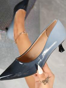Nuevos Zapatos de Tacón Alto Versátiles con Punta Puntiaguda y Vamp Bajo que Cambian de Color para Mujer Talla Grande Suela Blanda 5CM Tacones Altos Degradados - Azul - Ver 3