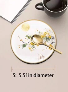 Heat Insulation Pad Waterproof Oil-Proof Round Placemat Coaster Bowl Plate Mat Anti-Scald Round Absorbent Dining Table Mat High-End Zen Chinese Style Tabletop Tea Coffee Mat Kitchen Draining Mat