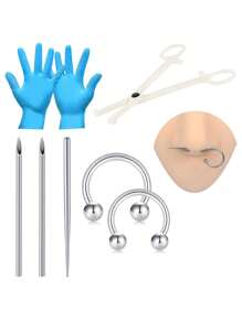 CIZME Piercing-set Für Alle Piercings, Einweg-12g 14g 16g 18g Piercing Nadeln Klemmen Mit Piercing-trichter Für Bauchnabel Nasen-septum Brustwarzen-zunge Augenbraue Lippen-piercing