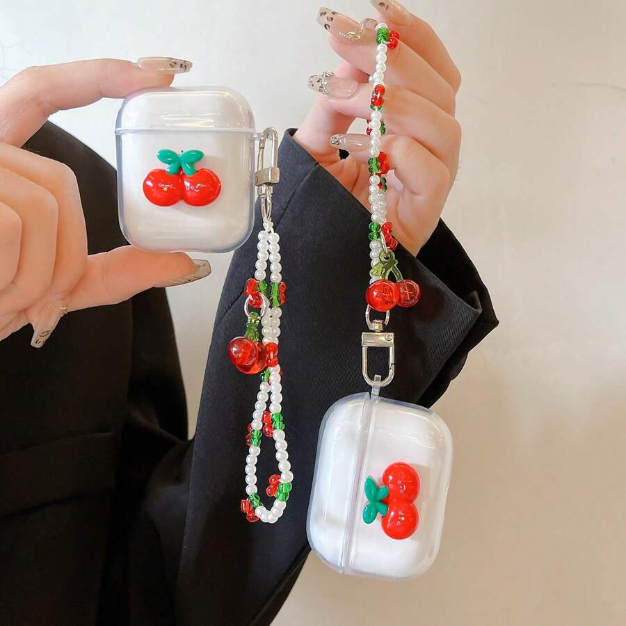 1 件时尚透明柔软硅胶 Cherry 耳机耳塞保护套，送给恋人和姐妹的礼物 - 無色 - 查看 1