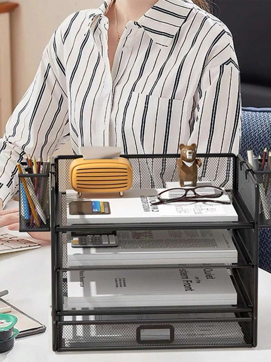 A4 Metal File Rack With Pullout File Folders, DrawerStyle Document