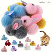 لعب أرنب من القماش الناعم - ألعاب تفاعلية لقطط، لا تحتاج بطاريات، مصنوعة من مواد قماشية متينة مناسبة لجميع أنواع القطط - ألعاب للقطط للمضغ واللعب، ديكور أرنب كرتوني جميل للأعياد، إكسسوارات للتصوير الفوتوغرافي؛ قطط، هدايا عيد الحب، رمضان، عيد الفصح - متعدد الألوان - مشاهدة 5