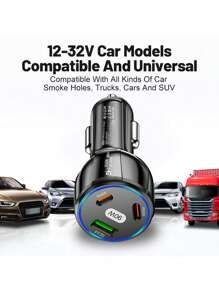 90W1USB和2PD端口車快速充電器 - 黑色 - 查看 2