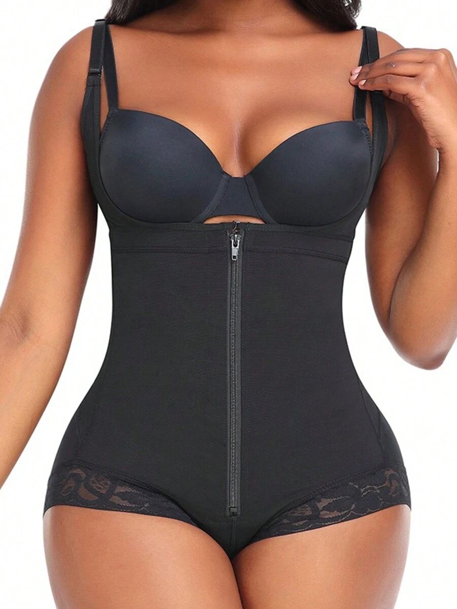 1 pieza Shapewear para mujer Moldeador corporal de control de abdomen posparto Levantador de glúteos Body - Negro - Ver 1