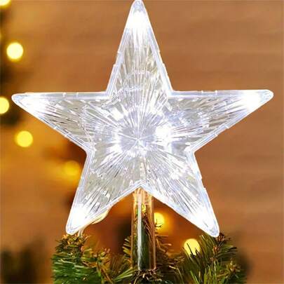 1 件圣诞树顶星，圣诞树顶星带灯 LED 夜灯树顶电池供电圣诞树顶星，适用于树木、圣诞树装饰、派对