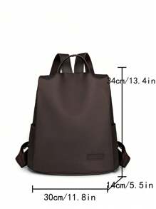 Women's Contrast Color Backpack, Outdoor Travel Bag, Casual 2-Way Shoulder Bag, Lightweight Zipper Decor Nylon Backpack - Brown - View 7