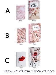 1 件/2 件/3 件奢华复古风格仿书装饰，现代简约北欧咖啡桌书籍，家居装饰，适用于咖啡厅、酒店、家庭、办公室、展示室、北欧风格装饰道具，适用于摄影、拍摄、直播最佳礼物 - 粉紅玫瑰 - 查看 5