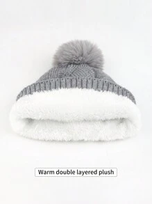 1-3件套女士冬季针织帽、围巾和触屏手套套装，双层加厚保暖内衬，菱形图案带绒球，雪花纹理，保暖御寒，适合滑雪、旅行、驾车、约会等场合，可作为礼物送给她，日常穿着，冬季配饰，冬季服装，情人节礼物