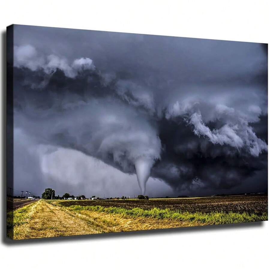 1PC Framed Tornado Lightning Natural Disaster Thunderstorm Poster Canvas Printing Mural Holiday Gift Bathroom Living Room Bedroom Restaurant Office Apartment Coffee Shop Hotel Bar Corridor Home Decoration Public Occasion Decoration - 彩色 - 查看 1