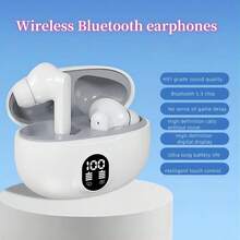 真正的无线耳塞，具有 HiFi 音质、全景立体声、低延迟、自动连接、高清降噪、长电池寿命、LED 数字电池指示器 - 多色 - 查看 4