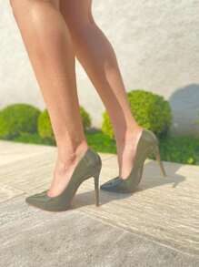 Women's Pumps Pointed Toe 11cm Heel Angela Galvão - Army Green - View 2