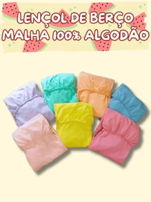 Newborn Crib Sheet 100% Cotton Mesh With American Standard Elastic - Màu xanh lam - Xem 4