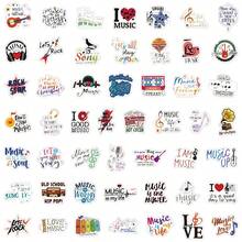50 张音乐贴纸乙烯基美学贴纸，适用于剪贴簿、日记、笔记本电脑、保险杠、滑板、水瓶、电脑、手机、卡通、安全帽、汽车贴纸和贴花 - 彩色 - 查看 3