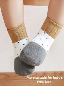3 双混色波尔卡圆点幼儿袜子，舒适透气休闲保暖袜，适合 4 季 - 彩色 - 查看 3