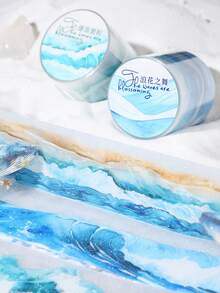 1卷胶带 海浪系列 精致浪漫沿海海浪主题胶带 PET防水材料 剪贴簿用品 装饰笔记本相框手机壳水杯垃圾杂志文具盒DIY个性拼贴 - 彩色 - 查看 8