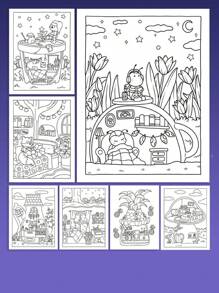 Cozy Spaces: Coco Coloring Book For Adults And Teens Featuring Relaxing Familiar Corners With Cute Animal Characters For Stress Relief,Mother's Day,Mom's Gift