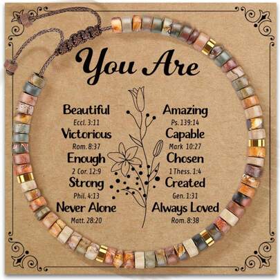 Inspirational Gifts Bracelets For Women Healing Natural Stone Bracelets - Get Well Soon Gifts For Women Best Friends Sister Girls - Life Is Tough But So Are You Bracelet
