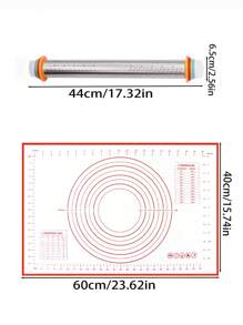 不銹鋼擀麵棍和烘焙墊套裝,大尺寸矽膠糕點墊帶可調整麵團擀麵卷環,非常適合製作比薩餅、派、糕點、意大利麵、餅乾等烘焙工具 - 銀色 - 查看 9