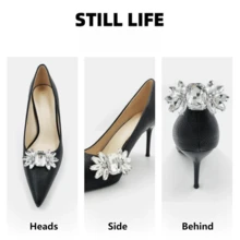 1 对可拆卸粉色、蓝色和白色羽毛翼形优雅时尚 DIY 鞋夹装饰适用于女士高跟鞋、浅口鞋和商务鞋 - 粉色 - 查看 2