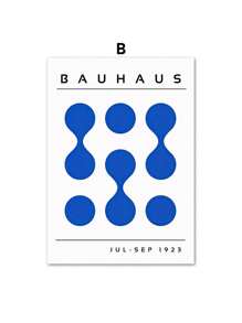 1PC Mid Century Modern Blue Bauhaus Canvas Paintings Abstract Geometry Wall Art Posters And Prints For Living Room Home Decor No Frame