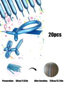 20pcs Metal Long Tube Magic Latex Balloons, DIY Animal Bouquet Creative Shape Latex Balloons For Wedding Birthday Party Decoration - 彩色 - 查看 20