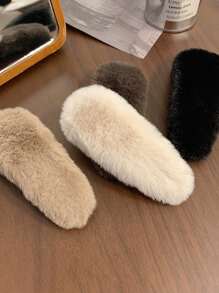 4pcs/Set Women's Cute Black/White/Brown Plush Hair Clips, Fashionable, Elegant, Minimalist Design, Solid Color, Suitable For Daily, Outdoor, Casual, Party, Commute, Vacation, Hair Styling, Washing Face, Makeup, Outfit Matching,Hair Accessories,Hair Barrettes Claw Clips, School Stuff, College, Winter