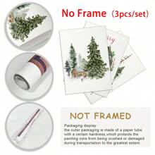 3 件套冬季森林圣诞印刷品、冬季仙境、圣诞快乐、节日快乐、鹿印刷品、节日装饰、圣诞墙画、帆布墙海报、卧室、客厅、走廊装饰 - 彩色 - 查看 5