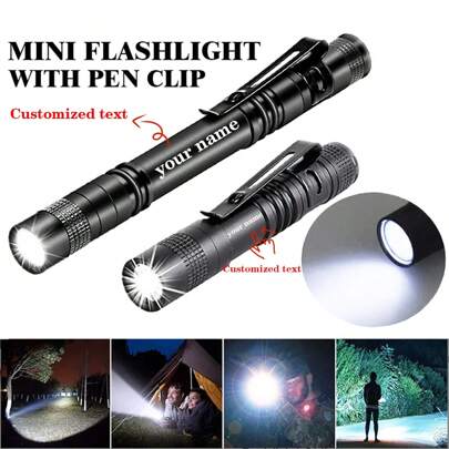 1PC Small Alloy LED Pen Flashlights Lightweight Mini Waterproof Pocket Torch With Clip For Inspection Work Emergency Doctor Lighting Powered By 2AAA Battery (Not Included), Camping Accessories
