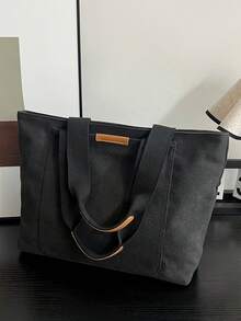 1 chiếc túi vải đeo vai thời trang tối giản, túi xách tay, túi mua sắm, túi tote có khóa kéo nhẹ, di động dành cho nam thanh thiếu niên, sinh viên đại học và nam giới đựng những vật dụng thiết yếu hàng ngày khi mua sắm, du lịch và làm việc, những vật dụng thiết yếu khi mua sắm, du lịch và làm việc, quà tặng Halloween, Giáng sinh, mùa đông, mùa thu, Giáng sinh, túi dành cho nam, túi đi học đại học, túi đi học - màu đen - Xem 7