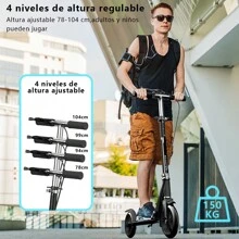 Ciclomotor Scooter 4 Niveles Ajustable Plegable Patin Diablo Urbano Niños Adultos Freno De Mano - Negro - Ver 4