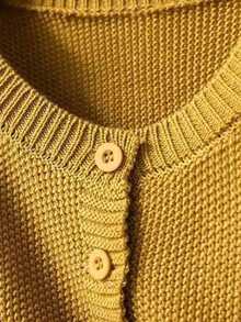 Áo len cardigan dáng rộng, tay dài cài nút một hàng, màu trơn, phong cách cổ điển, thời trang thường ngày cỡ lớn, dáng rộng, vai trễ dành cho nữ - Màu vàng - Xem 7