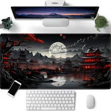 日式桌垫 河畔满月桌垫 黑红大号鼠标垫 游戏鼠标垫 加长 XXL 键盘垫 35.4 x 15.7 英寸 笔记本电脑鼠标键盘垫 办公桌装饰 返校季游戏鼠标垫 办公桌配件 办公用品 办公桌配件 办公桌鼠标垫 - 彩色 - 查看 4