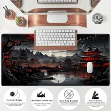 日式桌垫 河畔满月桌垫 黑红大号鼠标垫 游戏鼠标垫 加长 XXL 键盘垫 35.4 x 15.7 英寸 笔记本电脑鼠标键盘垫 办公桌装饰 返校季游戏鼠标垫 办公桌配件 办公用品 办公桌配件 办公桌鼠标垫 - 彩色 - 查看 6