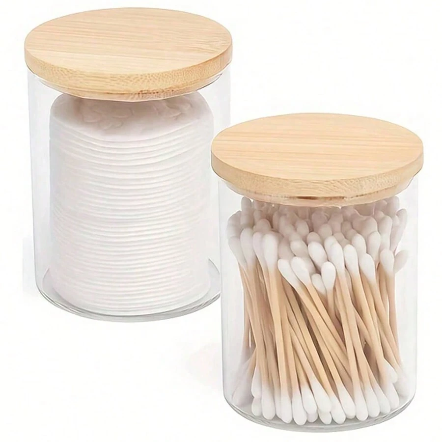 2件/3件清洁棉签和卸妆棉收纳盒，多功能容器，适用于假日海滩、浴室收纳、卧室收纳，大容量 - 無色 - 查看 1