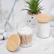 2件/3件清洁棉签和卸妆棉收纳盒，多功能容器，适用于假日海滩、浴室收纳、卧室收纳，大容量 - 無色 - 查看 3