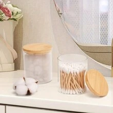 2件/3件清洁棉签和卸妆棉收纳盒，多功能容器，适用于假日海滩、浴室收纳、卧室收纳，大容量 - 無色 - 查看 2
