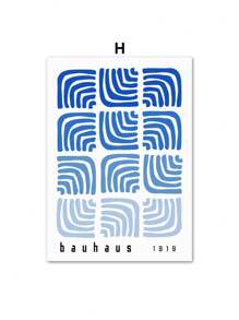 1PC Mid Century Modern Blue Bauhaus Canvas Paintings Abstract Geometry Wall Art Posters And Prints For Living Room Home Decor No Frame