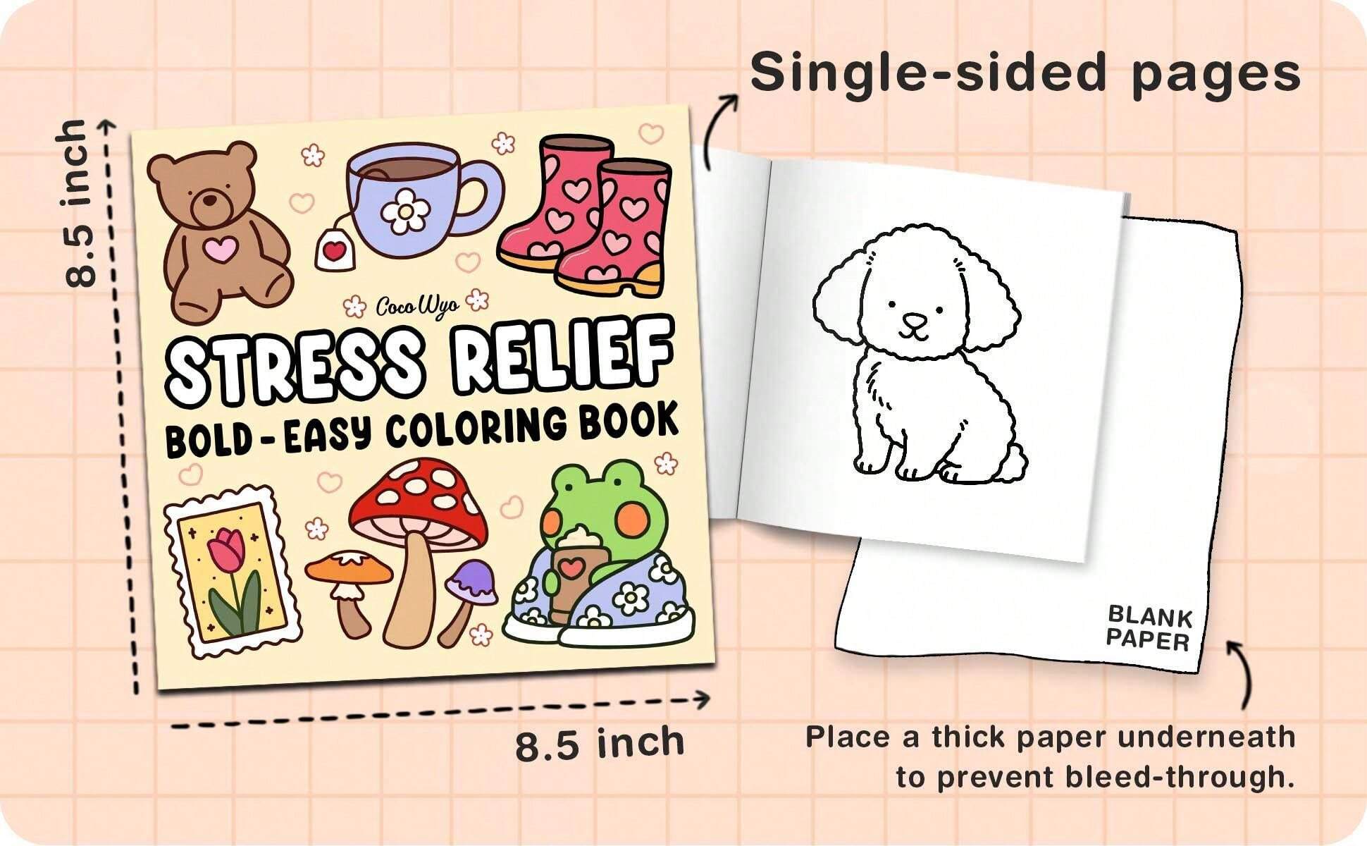 Stress Relief Coloring Book For Adults And Kids, Bold And Easy, Simple