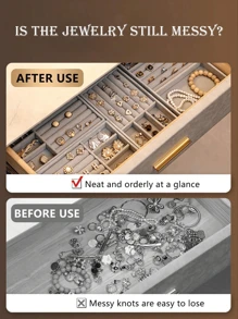 9-Piece Gray Velvet Jewelry Storage Tray Set, Stackable Multi-Compartment Jewelry Organizer Box, Ring, Earring, Necklace, Bracelet, Brooch, Watch Sorting Storage Display Tray, Drawer-Style Jewelry Storage Box, Suitable For Bedroom Vanity, Closet, Drawer And Jewelry Store Display, Home Storage Supplies, Christmas, New Year, Graduation, Mother's Day Gift - Multicolor - View 5