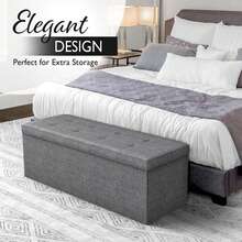 Large 30/43-Inch Folding Storage Ottoman, Foot Rest Stool ,Bedroom Bench With Hidden Storage, With Soft  Linen Seat, Ideal For Entryways, Living Rooms, Home Offices, And Bedrooms - 深灰色 - 查看 5