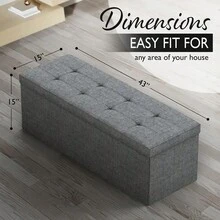 Large 30/43-Inch Folding Storage Ottoman, Foot Rest Stool ,Bedroom Bench With Hidden Storage, With Soft  Linen Seat, Ideal For Entryways, Living Rooms, Home Offices, And Bedrooms - 深灰色 - 查看 3